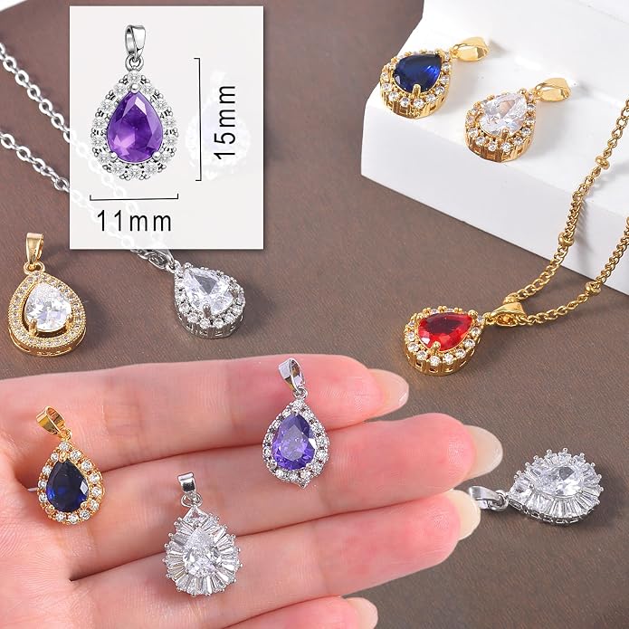7Pcs Exquisite CZ Charms for Jewelry Making, Cubic Zirconia Gemstone, Prong - Image 5