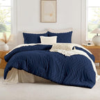 Andency Navy Blue Comforter Set Queen Size, Boho Soft Warm Tufted Bedding - Image 2