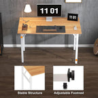 Need Small Folding Computer Desk, 39.4 Inch Writing Table, Teak & White | - Image 8