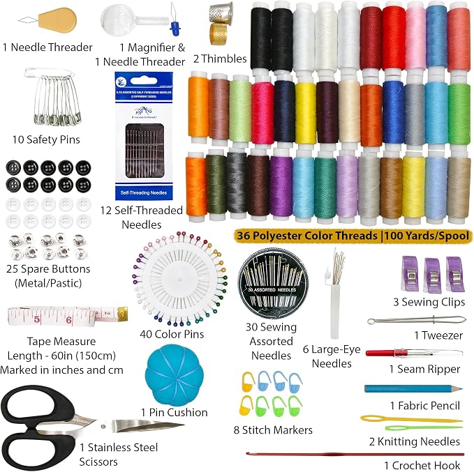Vellostar Large Sewing Kit for Adults & Beginners – Portable Needle and Thread - Image 5