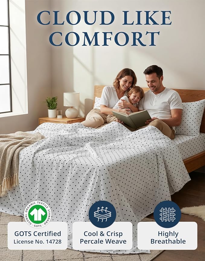 LANE LINEN 100% Organic Cotton Twin XL Sheets Set 3-Piece Pure Percale - Image 2