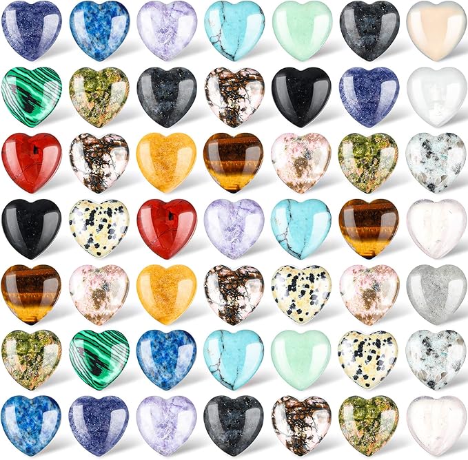 Nuenen 72 Pcs Natural Heart Shaped Healing Crystal Stone Bulk 0.8 Inch Polished by Nuenen