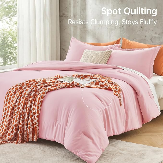 MUXHOMO Pink Full Comforter Sets, All Season Ultra Soft Down Alternative Bedding - Image 5