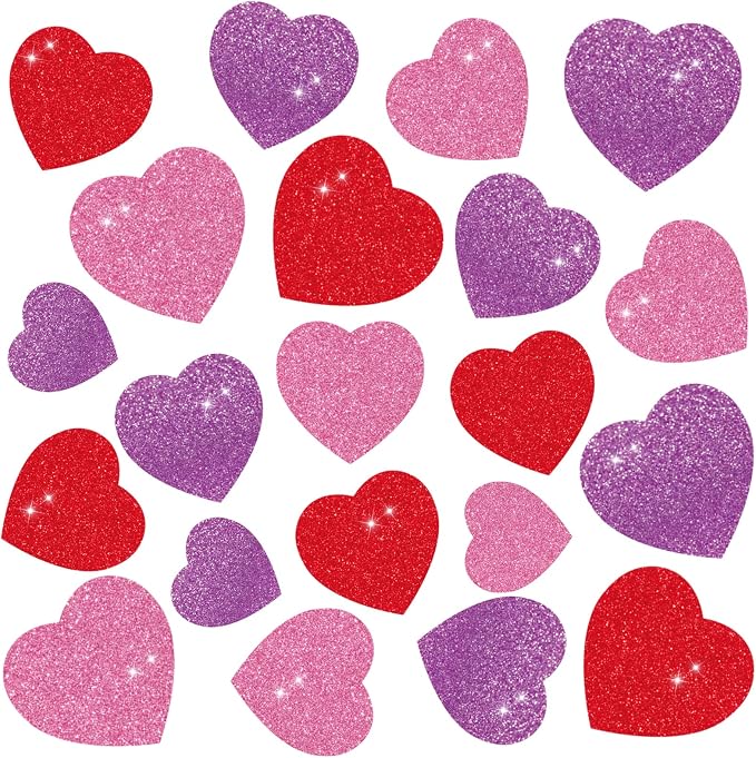 JarThenaAMCS 45Pcs Valentine's Day Glitter Heart Paper Cut-Outs by JarThenaAMCS