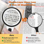 AIXPI Magnifying Glass with Light, Double-Layer Glass Lens Handheld Large - Image 3