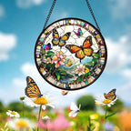 DASTOLL Stained Glass Window Hanging, Butterflies Flying in the Sky Suncatcher - Image 6