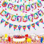 2 Pieces Tie Dye Birthday Party Banner Decorations Hippie Happy Birthday - Image 5