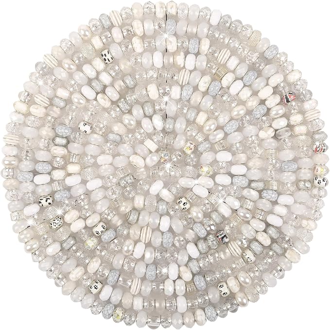 200Pcs Large Hole Beads Spacer Beads White Assorted European Craft Big Beads by BRACELETMAKINGKIT