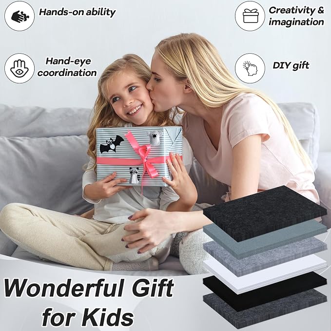 42Pcs Black Gray Fabric Sheets 8 x 12 Inch Assorted Soft Black Gray White Thick - Image 7