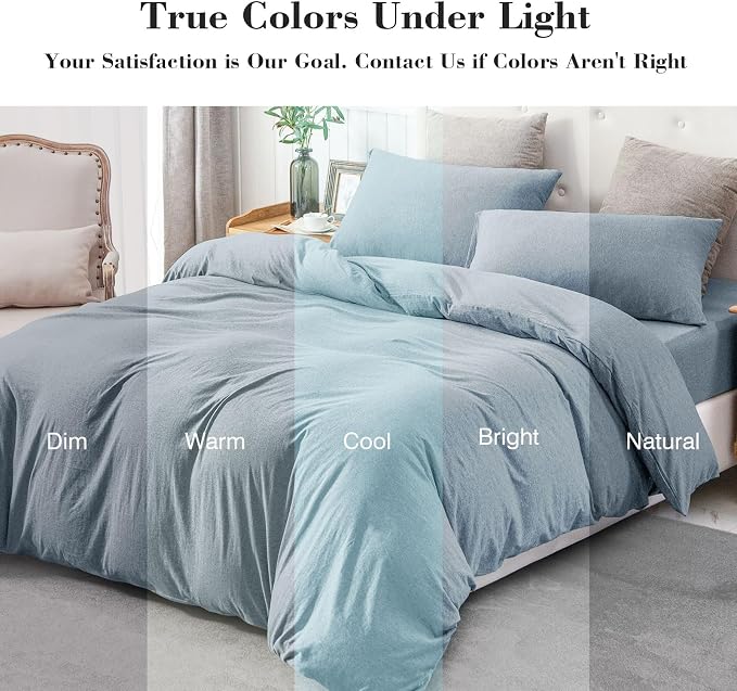 PURE ERA Jersey Knit Duvet Cover Set 100% T-Shirt Cotton Super Soft Comfy 2pc - Image 5