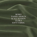Andency Oversized King Size Comforter Set Olive Green 128x120, 3 Pieces Boho - Image 9