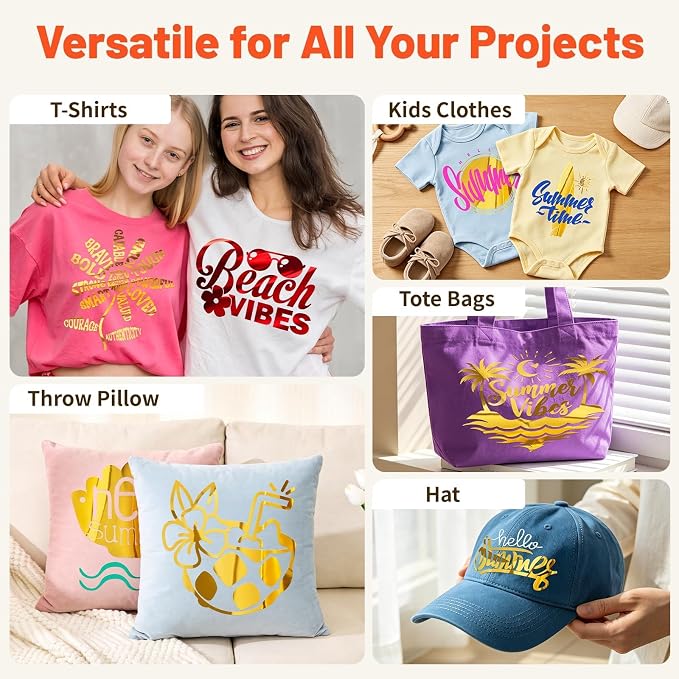 TECKWRAP Heat Transfer Vinyl for T-Shirts, Metallic Gold | Easy Weed HTV Vinyl - Image 7