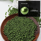 1500pcs Green 5mm Pearl Beads - Image 2