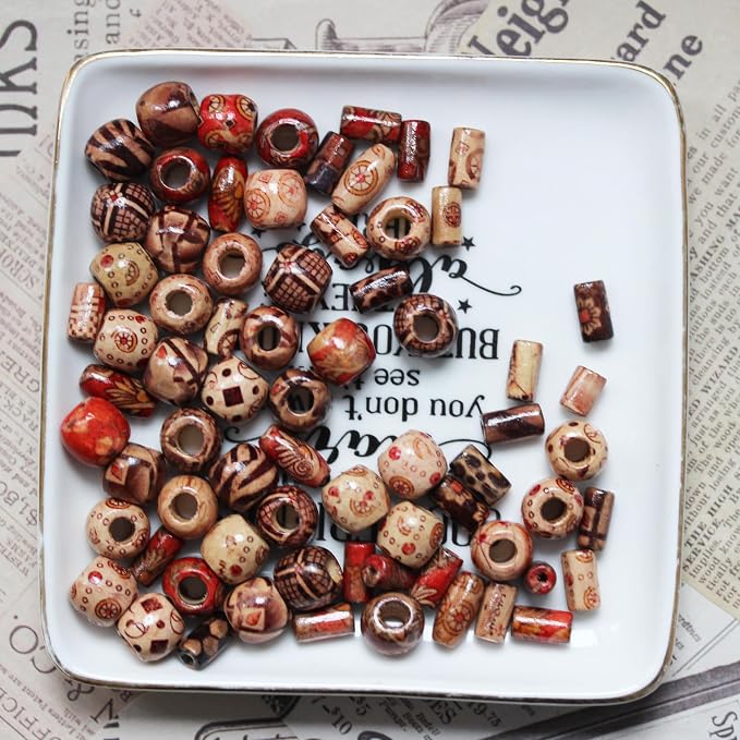 500pcs Mixed Painted Drum Wood Spacer Beads, BetterJonny Barrel Wood Beads - Image 3
