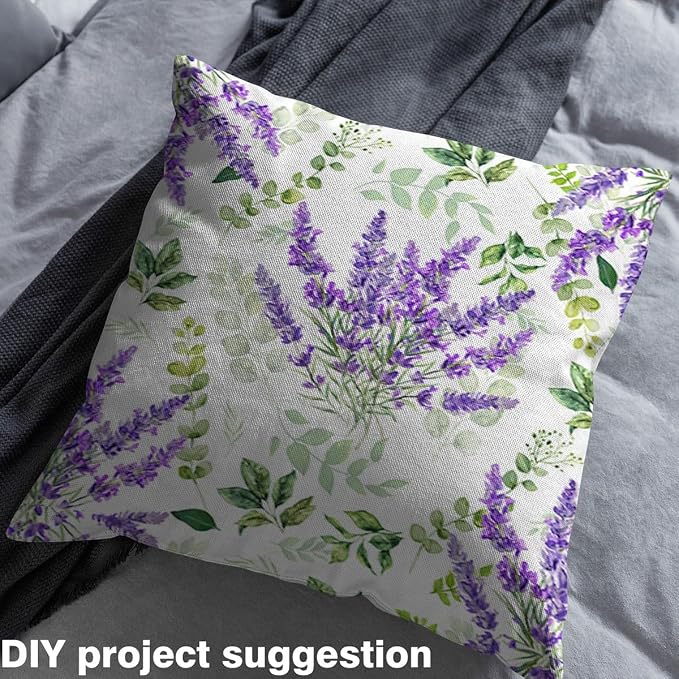 Lavender Fabric by The Yard, Watercolor Spring Themed DIY Crafts, 1 Yard - Image 3