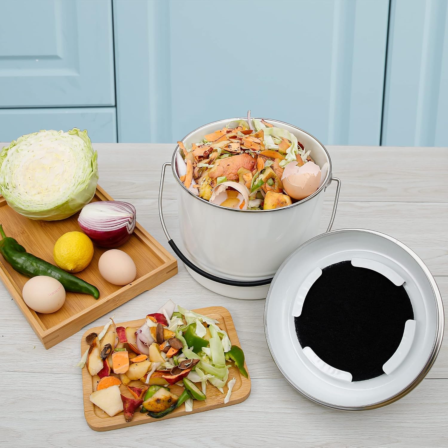 MyLifeUNIT 16 Pack Charcoal Filter for Compost Bin Kitchen, Compost Pail Replacements Filter (6.7 inches)