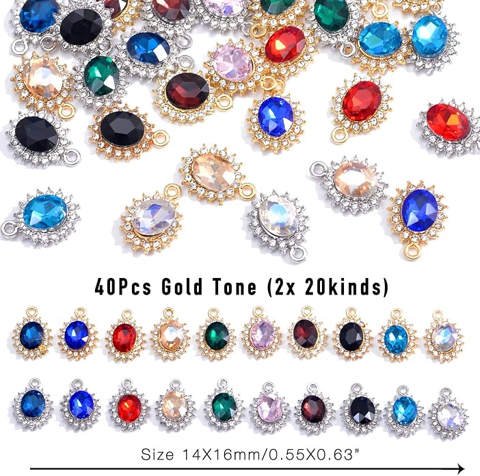stino 40/48Pcs Paired Crystal Pendants Charms - Image 2
