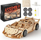 3D Wooden Puzzles for Adults Roadster, Mechanical Wood Sport Car Model Kits for - Image 8