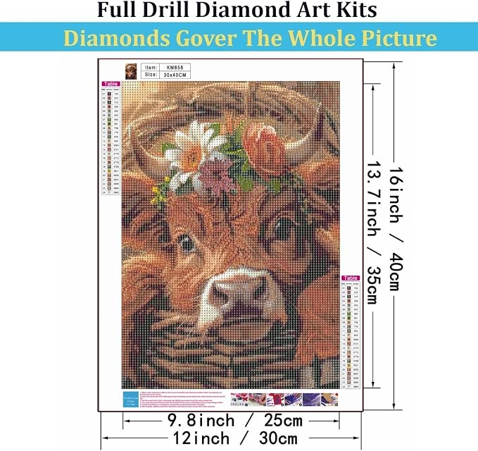 Mosaflare 5D Diamond Art Kits for Adults, Highland Cow Diamond Painting for - Image 5