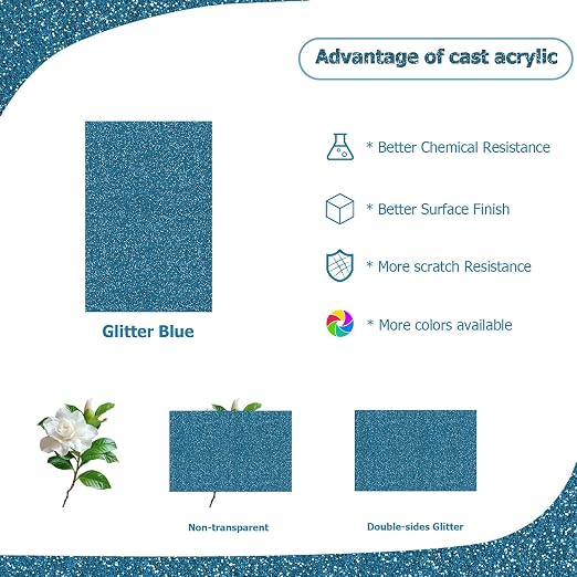 2 Pack 8'' x 12'' Glitter Blue Acrylic Sheet, 3mm Thick Acrylic Plexiglass - Image 5