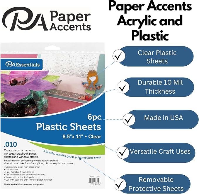 Accent Design Paper Accents Clear Plastic Sheets 8.5x11, .010" Thick, - Image 2