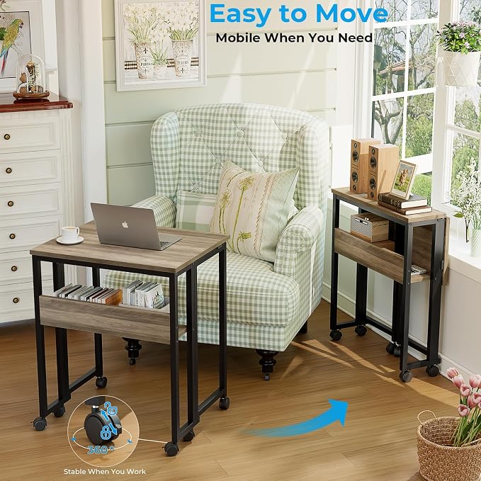 GreenForest Folding Desk with Wheels, 31.5" Rolling Table - Image 4