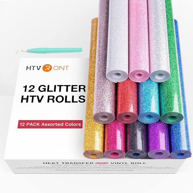 HTVRONT Glitter HTV Heat Transfer Vinyl Bundle 12 Rolls by HTVRONT