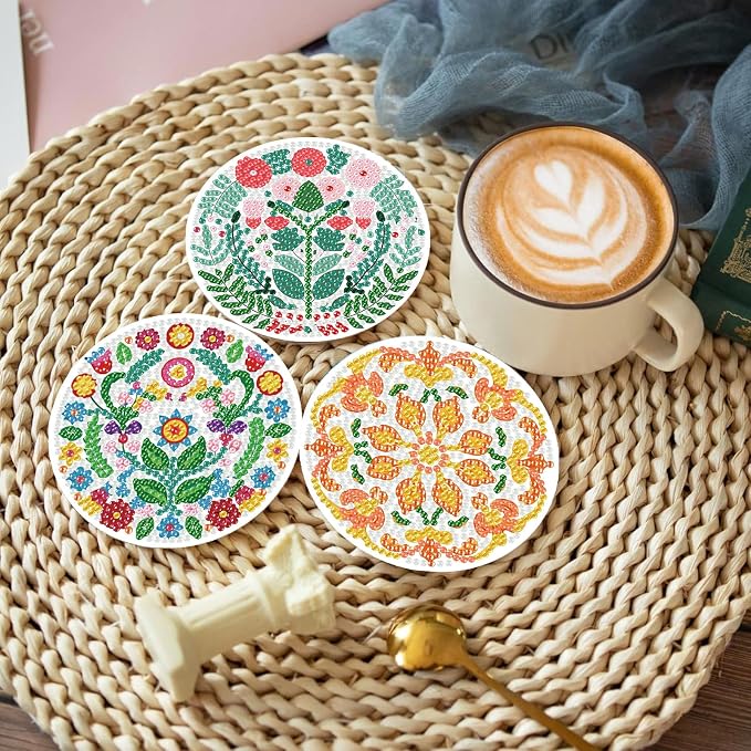 8PCS Flowers Diamond Art Coasters Kits, Diamond Painting Coasters - Image 7
