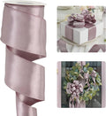 HUIHUANG Lilac Satin Wired Ribbon 2.5 inch Dusty Purple Double-Faced Satin Wire by HUIHUANG