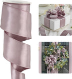 HUIHUANG Lilac Satin Wired Ribbon 2.5 inch Dusty Purple Double-Faced Satin Wire by HUIHUANG