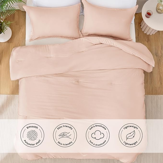 Love's cabin Pink King Size Comforter Set, 3-Piece Prewashed Bed Set - Image 3