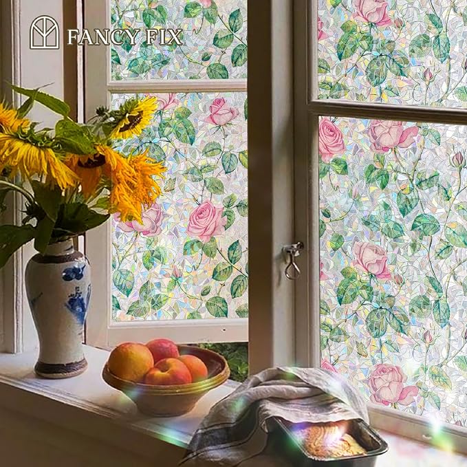 Retro Flowers Window Privacy Film, Magnolia Stained Glass Decorative Window Film - Image 4