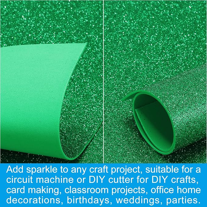 PATIKIL 30Sheets Green EVA Glitter Foam Sheet 11.8 x 7.9 Inch 2mm Thick Sparkle - Image 5