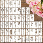 50 PCS Flower Stencils for Crafts Reusable Flower Stencils for Painting on Wood by CHHAICHENG
