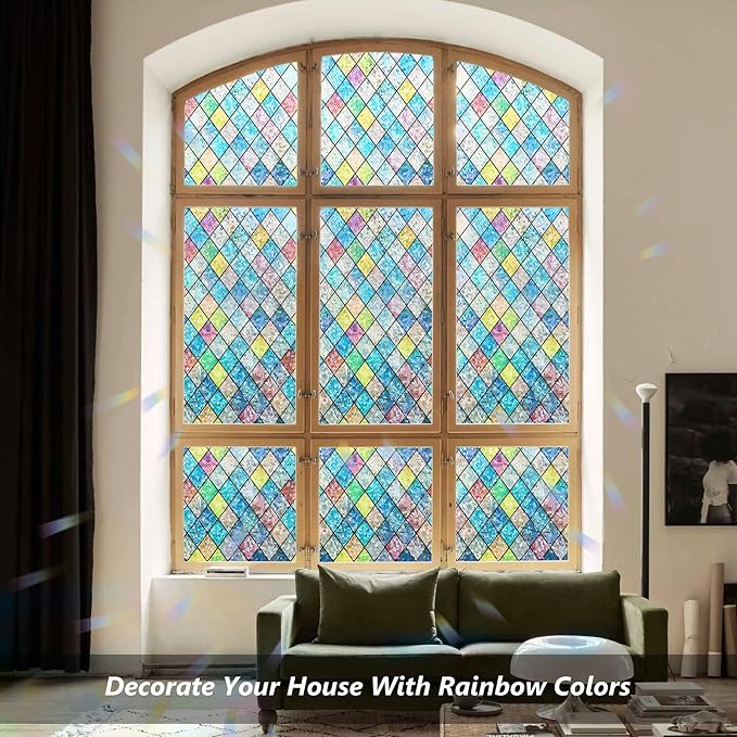 LEMON CLOUD Window Privacy Film, Stained Glass Window Film, Static Cling - Image 3