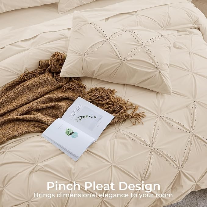 Sasttie Queen Comforter Set, 7-Piece Bed in a Bag, Pintuck Bedding Sets - Image 4