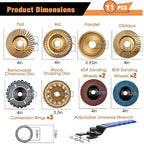 11PCS Wood Carving Disc Set for 4" or 4 1/2" Angle Grinder, Stump Tool Grinding - Image 2
