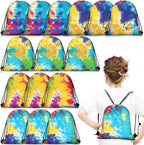Shappy 24 Pcs Tie Dye Drawstring Backpack, Goodie Treat Bags, Colorful Sport by Shappy