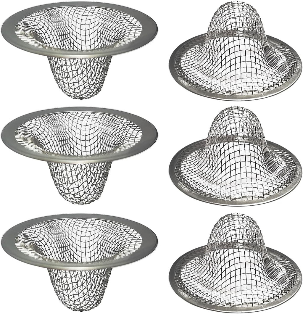 1.0" Bathroom Sink Drain Strainers, 6PCS Drain Hair Catchers for Laundry, Mop Pool, Utility, Slop, RV Sink, Stainless Steel Drain Filter