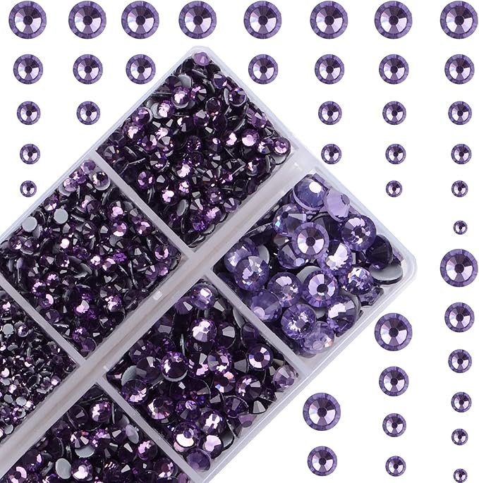 4000Pcs Mixed Size Hot Fix Round Crystals Gems Glass Stones Hotfix Flat Back by MASSIVE+BEADS