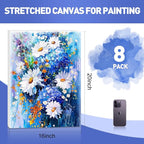 FUMILE 16x20 Canvas for Painting Stretched, 8 Pack Canvases for Painting-5/8 in - Image 2
