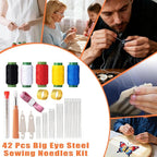 42 Pcs Sewing Tool Set, Big Eye Steel Sewing Needle Kit, Includes Needles - Image 7