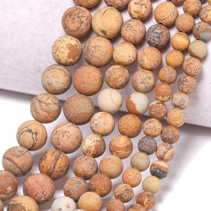 8mm Matte Picture Jasper Bead, 15-Inch Matte Round Loose Stone Beads - Image 6