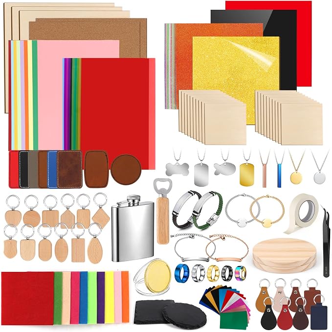 Adrattnay Laser Material Explore Kit, 29 Kinds Materials Includes Basswood by WOODEXPERT