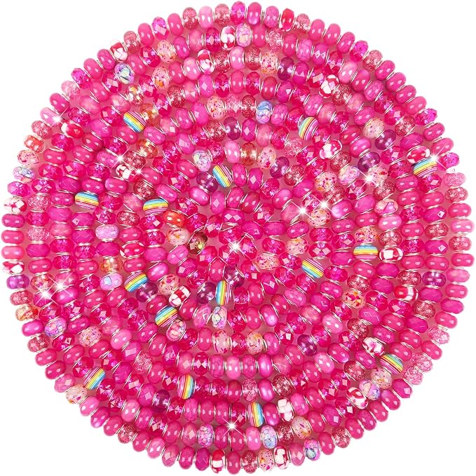 60Pcs Large Hole Beads Spacer Beads Rose Red Assorted European Craft Big Beads by BRACELETMAKINGKIT