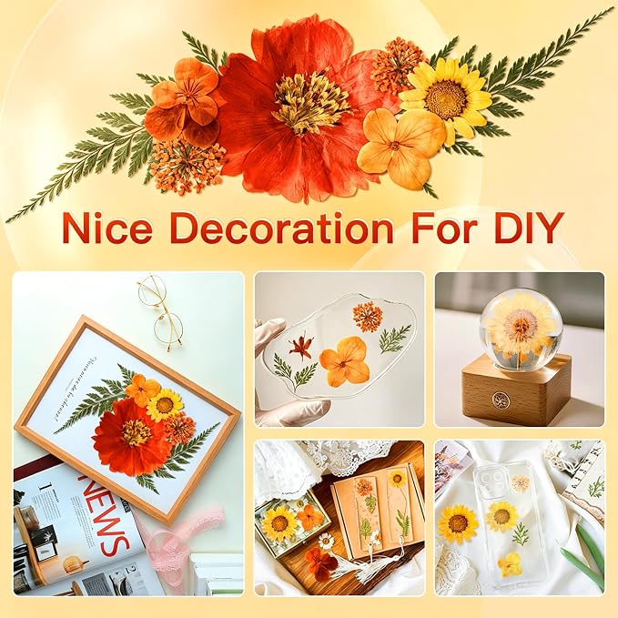 Orange Pressed Flowers, Authentic Natural Flowers, Resin Jewelry Craftsmanship - Image 6