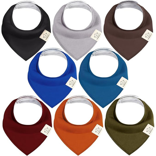 8-Pack Organic Baby Bandana Bibs for Boys, Girls - Super Absorbent Triangle Baby Bibs for Drooling and Teething Infant, 100% Cotton Extra Soft for Newborn, Infant 0-36 Months (Coastline)