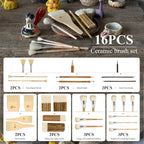 Pottery Glaze Brushes, Different Shape Wool Soft Bristle - Image 7