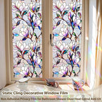 Rainbow Magnolia Stained Glass Window Privacy Film 17.5"x78.7" | Static - Image 3