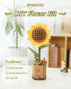 rowood 3D Wooden Puzzles for Adults, Mother's Day DIY Artifical Flower Craft Kit - Image 2